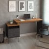 Mesa Escrivaninha Com Largura Ajustavel 2 Gavetas 1 Nicho 144 cm Freijo Preto Artany