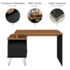 Mesa Escrivaninha Com Largura Ajustavel 2 Gavetas 1 Nicho 144 cm Freijo Preto Artany
