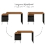 Mesa Escrivaninha Com Largura Ajustavel 2 Gavetas 1 Nicho 144 cm Freijo Preto Artany