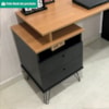 Mesa Escrivaninha Com Largura Ajustavel 2 Gavetas 1 Nicho 144 cm Freijo Preto Artany