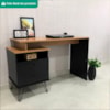 Mesa Escrivaninha Com Largura Ajustavel 2 Gavetas 1 Nicho 144 cm Freijo Preto Artany