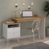 Mesa Escrivaninha Com Largura Ajustavel 2 Gavetas 1 Nicho 144 cm Olmo Branco Artany
