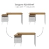 Mesa Escrivaninha Com Largura Ajustavel 2 Gavetas 1 Nicho 144 cm Olmo Branco Artany