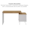 Mesa Escrivaninha Com Largura Ajustavel 2 Gavetas 1 Nicho 144 cm Olmo Branco Artany