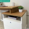 Mesa Escrivaninha Com Largura Ajustavel 2 Gavetas 1 Nicho 144 cm Olmo Branco Artany
