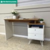 Mesa Escrivaninha Com Largura Ajustavel 2 Gavetas 1 Nicho 144 cm Olmo Branco Artany
