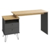 Mesa Escrivaninha Com Largura Ajustavel 2 Gavetas 1 Nicho 144 cm Olmo Grafito Artany