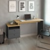 Mesa Escrivaninha Com Largura Ajustavel 2 Gavetas 1 Nicho 144 cm Olmo Grafito Artany