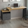 Mesa Escrivaninha Com Largura Ajustavel 2 Gavetas 1 Nicho 144 cm Olmo Grafito Artany