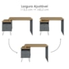 Mesa Escrivaninha Com Largura Ajustavel 2 Gavetas 1 Nicho 144 cm Olmo Grafito Artany