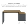 Mesa Escrivaninha Com Largura Ajustavel 2 Gavetas 1 Nicho 144 cm Olmo Grafito Artany