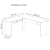 Mesa Escrivaninha De Canto 1 Gaveta 150X165 cm Branco ARLY