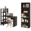 Mesa Escrivaninha E Estante 5 Prateleiras Pinho Preto ARLY