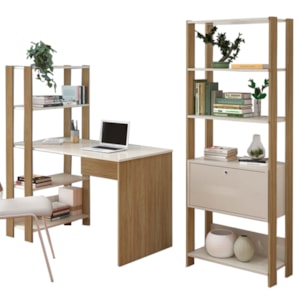 Mesa Escrivaninha E Estante Livreiro 1P Carvalho Off White ARLY Mesa Escrivaninha E Estante Livreiro 1P Carvalho Off White ARLY