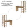 Mesa Escrivaninha E Estante Livreiro 1P Carvalho Off White ARLY