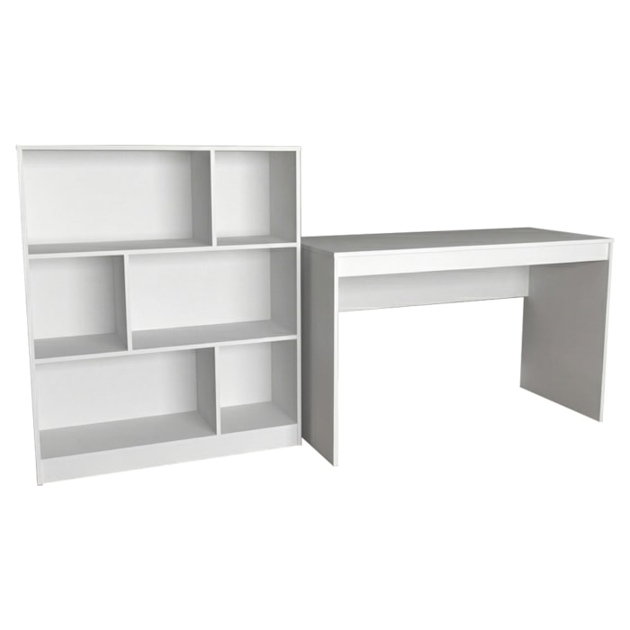Mesa Escrivaninha e Estante Para Escritorio B28 Branco NOVAM