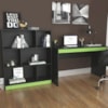 Mesa Escrivaninha e Estante Para Escritorio B28 Preto Verde NOVAM