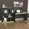 Mesa Escrivaninha e Estante Para Escritorio B28 Preto Verde NOVAM