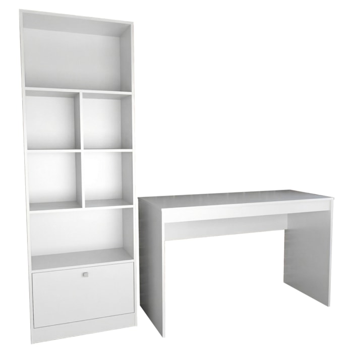 Mesa Escrivaninha e Estante Para Escritorio B30 Branco NOVAM