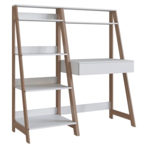 Mesa Escrivaninha e Estante Para Escritorio B94 Branco Montana NOVAM