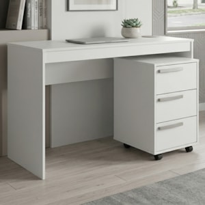 Mesa Escrivaninha e Gaveteiro Para Escritorio B29 Branco NOVAM
