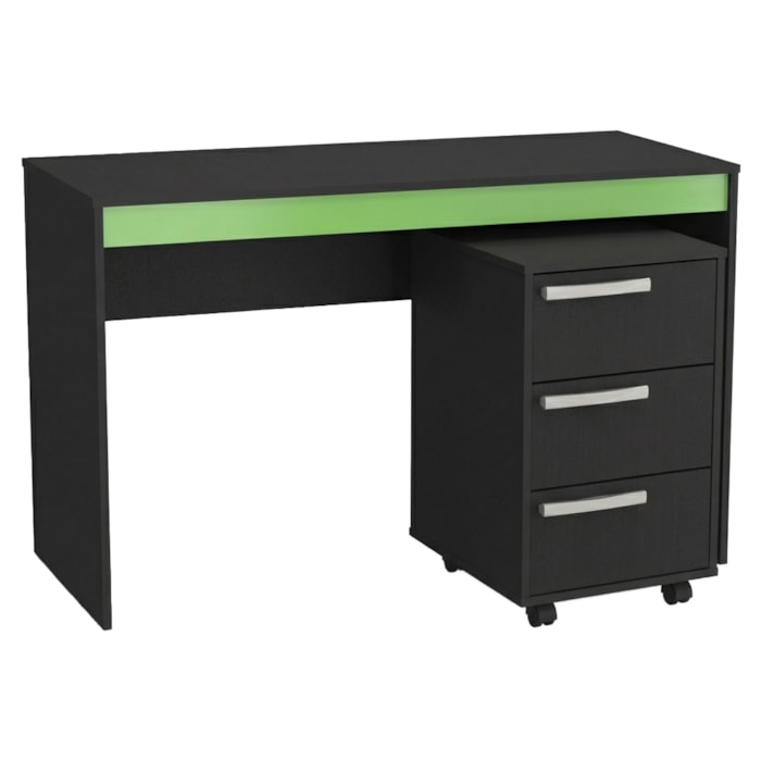 Mesa Escrivaninha e Gaveteiro Para Escritorio B29 Preto Verde NOVAM