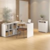 Mesa Escrivaninha Em L 140X130 cm E Balcao 60 cm Branco Artany