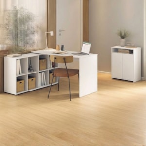 Mesa Escrivaninha Em L 140X130 cm E Balcao 60 cm Branco Artany