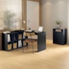 Mesa Escrivaninha Em L 140X130 cm E Balcao 60 cm Preto Artany