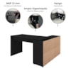 Mesa Escrivaninha Em L 140X130 cm E Balcao 60 cm Preto Artany
