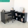 Mesa Escrivaninha Em L 140X130 cm E Balcao 60 cm Preto Artany