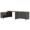 Mesa Escrivaninha Em L 145X128 cm E Balcao 91 cm Freijo Preto Artany