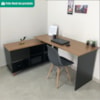 Mesa Escrivaninha Em L 145X128 cm E Balcao 91 cm Freijo Preto Artany
