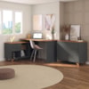 Mesa Escrivaninha Em L 145X128 cm E Balcao 91 cm Freijo Preto Artany