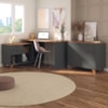 Mesa Escrivaninha Em L 145X128 cm E Balcao 91 cm Freijo Preto Artany