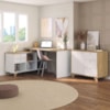 Mesa Escrivaninha Em L 145X128 cm E Balcao 91 cm Olmo Branco Artany