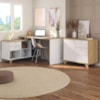 Mesa Escrivaninha Em L 145X128 cm E Balcao 91 cm Olmo Branco Artany