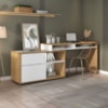 Mesa Escrivaninha Em L Versatil 2 Portas De Correr 4 Nichos 144X107 cm Olmo Branco Artany