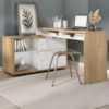 Mesa Escrivaninha Em L Versatil 2 Portas De Correr 4 Nichos 144X107 cm Olmo Branco Artany