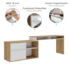 Mesa Escrivaninha Em L Versatil 2 Portas De Correr 4 Nichos 144X107 cm Olmo Branco Artany