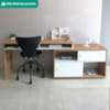 Mesa Escrivaninha Em L Versatil 2 Portas De Correr 4 Nichos 144X107 cm Olmo Branco Artany