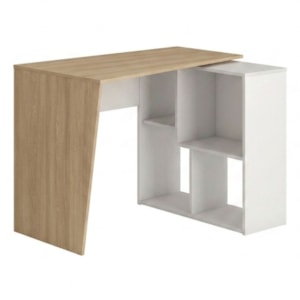 Mesa Escrivaninha Em L Versatil 4 Nichos 124X74 cm Carvalho Branco Artany