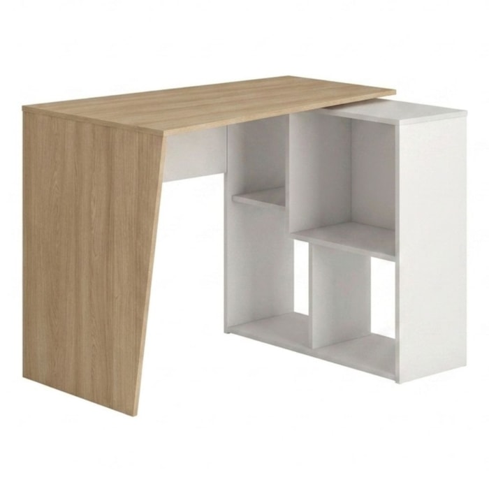 Mesa Escrivaninha Em L Versatil 4 Nichos 124X74 cm Carvalho Branco Artany