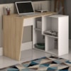 Mesa Escrivaninha Em L Versatil 4 Nichos 124X74 cm Carvalho Branco Artany
