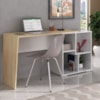Mesa Escrivaninha Em L Versatil 4 Nichos 124X74 cm Carvalho Branco Artany