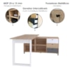 Mesa Escrivaninha Em L Versatil 4 Nichos 3 Gavetas 160X137 cm Carvalho Grafito Branco Artany