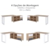 Mesa Escrivaninha Em L Versatil 4 Nichos 3 Gavetas 160X137 cm Carvalho Grafito Branco Artany