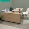 Mesa Escrivaninha Em L Versatil 4 Nichos 3 Gavetas 160X137 cm Carvalho Grafito Branco Artany