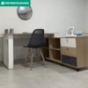 Mesa Escrivaninha Em L Versatil 4 Nichos 3 Gavetas 160X137 cm Carvalho Grafito Branco Artany