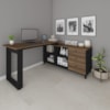 Mesa Escrivaninha Em L Versatil 4 Nichos 3 Gavetas 160X137 cm Ipe Preto Artany